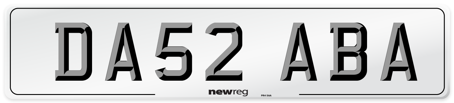 DA52 ABA Number Plate from New Reg